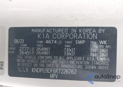 2024 Kia Sportage Lx z USA, uszkodzony, nr VIN KNDPU3DF6R7226762